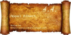 Appel Albert névjegykártya